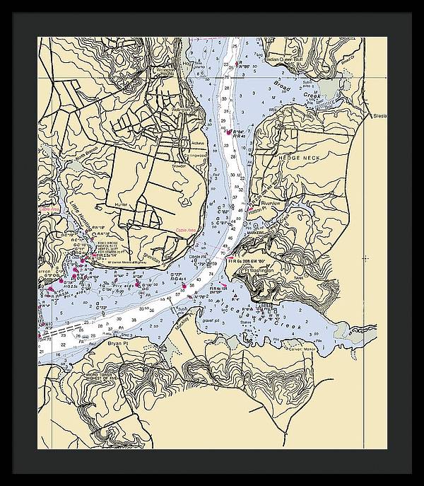 Hedge Neck-maryland Nautical Chart - Framed Print