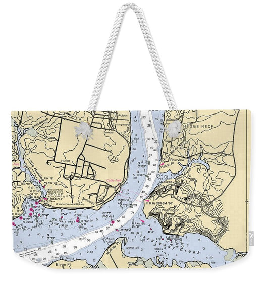 Hedge Neck-maryland Nautical Chart - Weekender Tote Bag