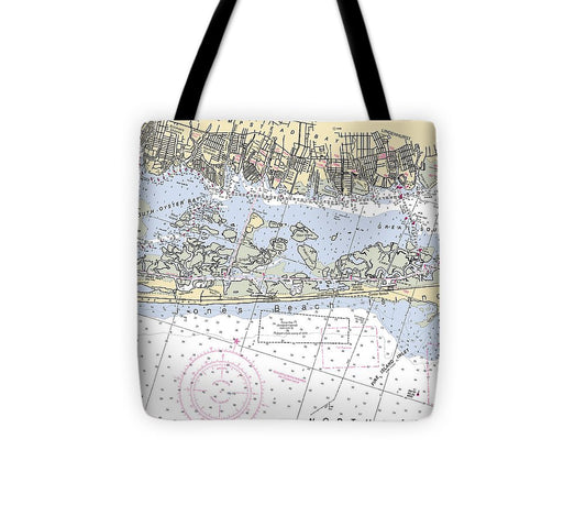 Hempstead Bay New York Nautical Chart Tote Bag