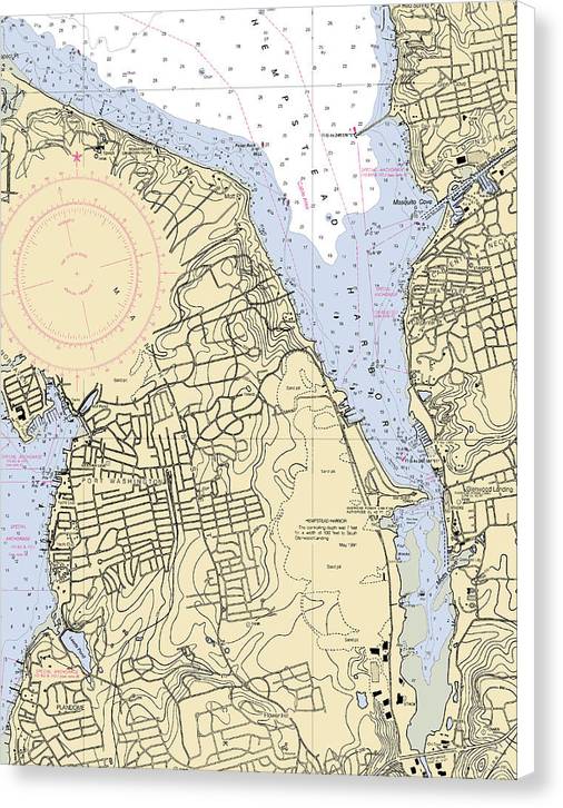 Hempstead Harbor-new York Nautical Chart - Canvas Print