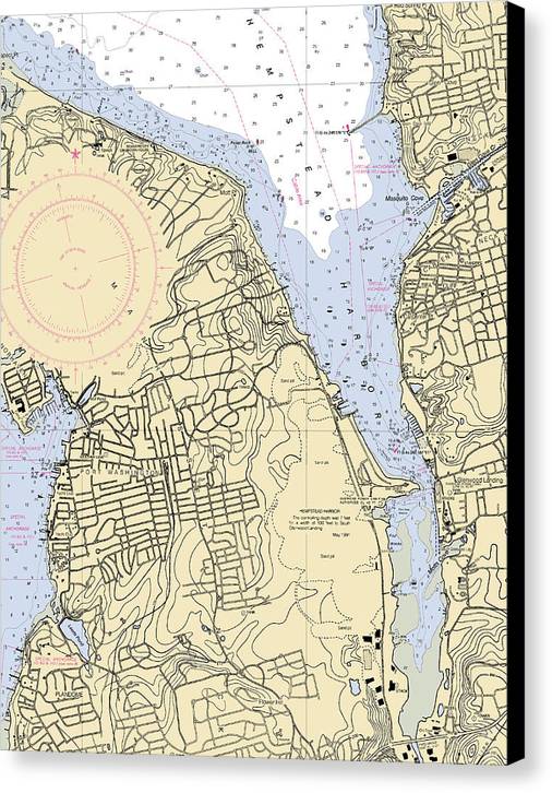 Hempstead Harbor-new York Nautical Chart - Canvas Print