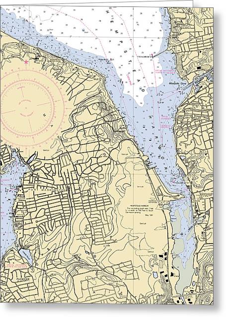 Hempstead Harbor-new York Nautical Chart - Greeting Card