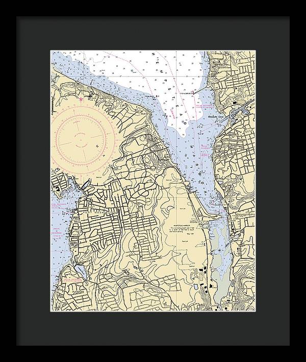 Hempstead Harbor-new York Nautical Chart - Framed Print