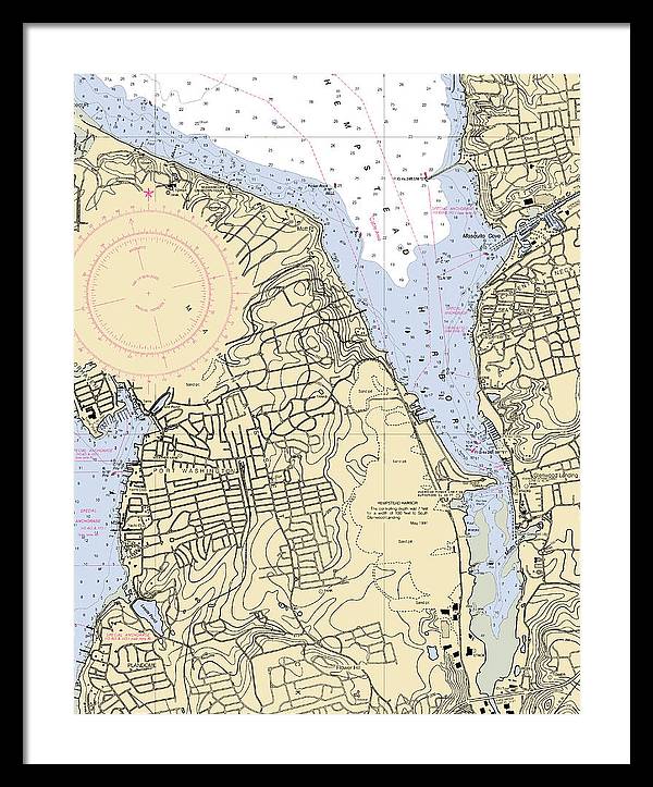 Hempstead Harbor-new York Nautical Chart - Framed Print