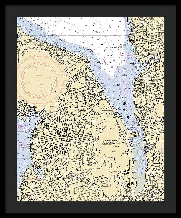 Hempstead Harbor-new York Nautical Chart - Framed Print