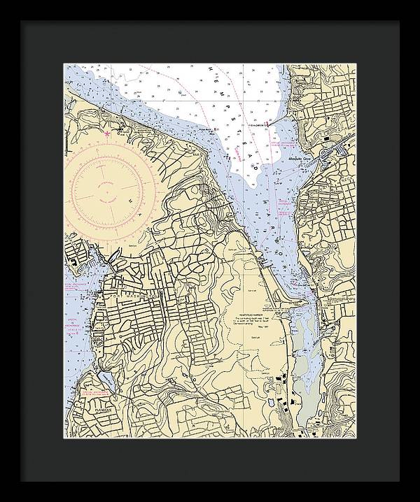 Hempstead Harbor-new York Nautical Chart - Framed Print