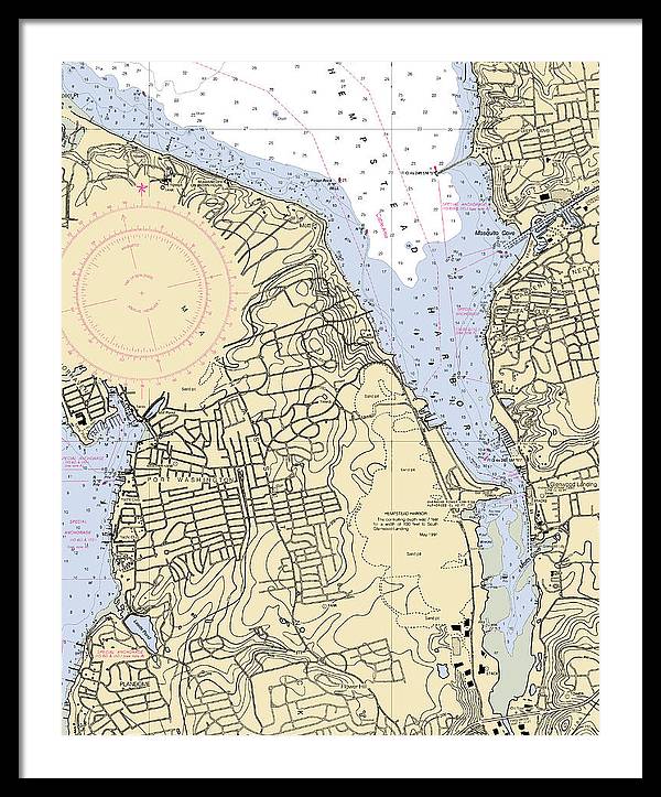 Hempstead Harbor-new York Nautical Chart - Framed Print