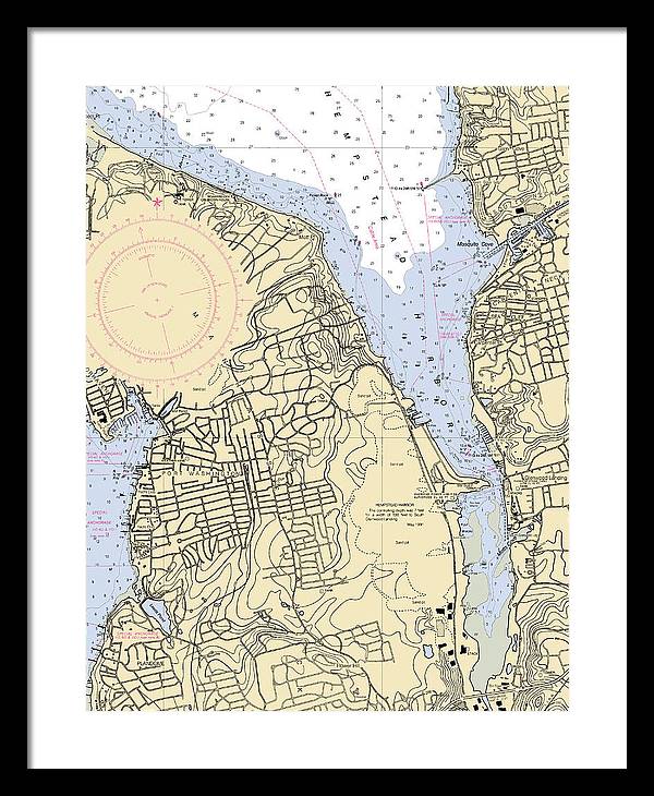 Hempstead Harbor-new York Nautical Chart - Framed Print