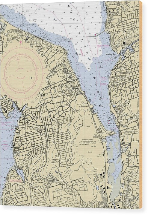 Hempstead Harbor-New York Nautical Chart Wood Print