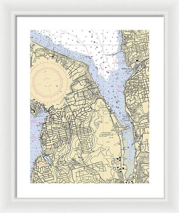 Hempstead Harbor-new York Nautical Chart - Framed Print