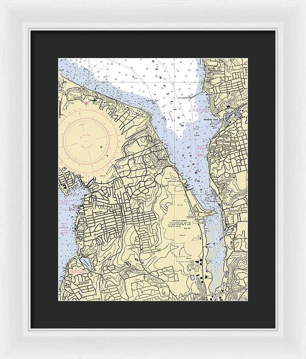 Hempstead Harbor-new York Nautical Chart - Framed Print