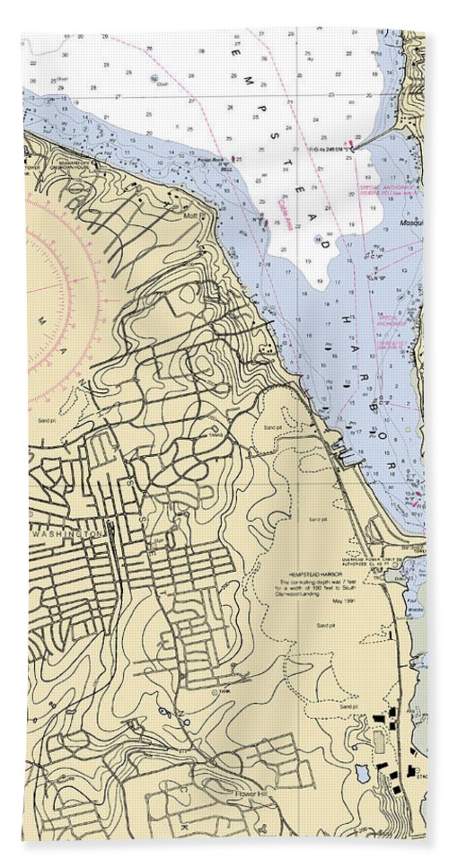 Hempstead Harbor-new York Nautical Chart - Beach Towel