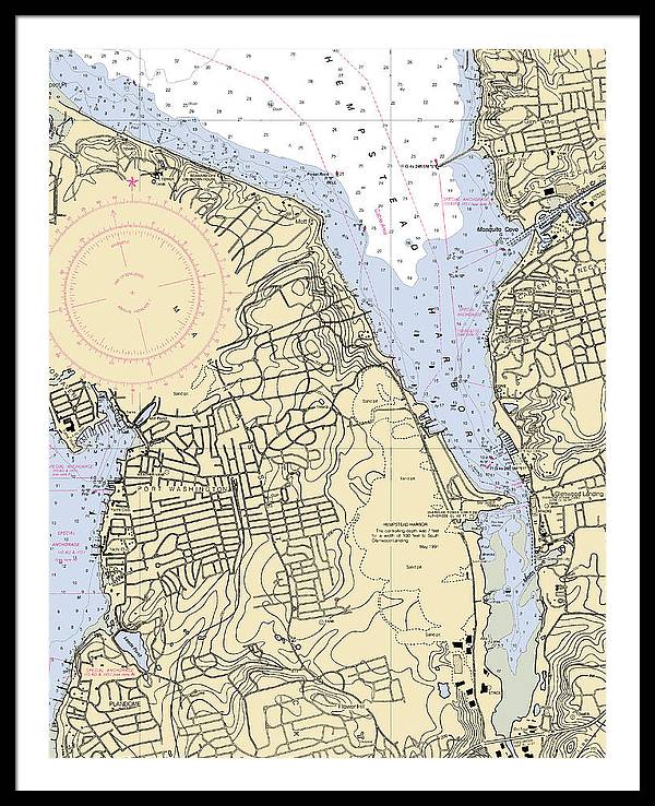 Hempstead Harbor-new York Nautical Chart - Framed Print