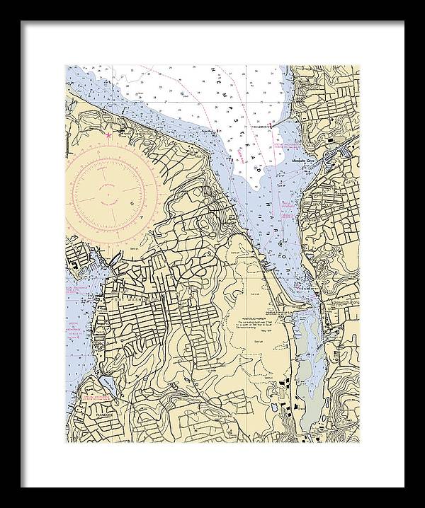 Hempstead Harbor-new York Nautical Chart - Framed Print