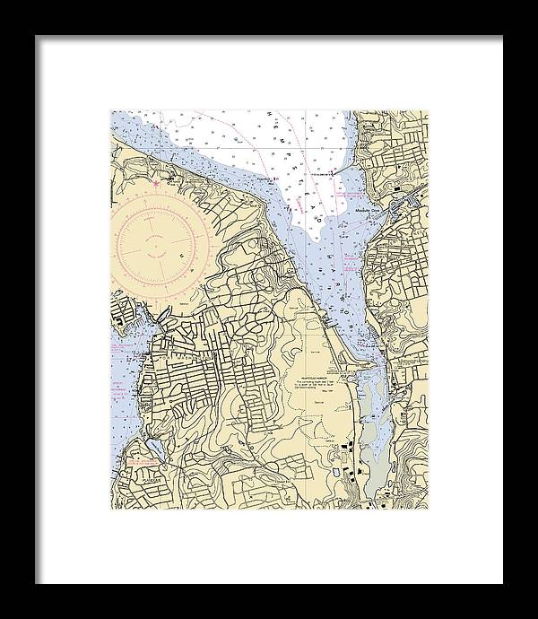 Hempstead Harbor-new York Nautical Chart - Framed Print