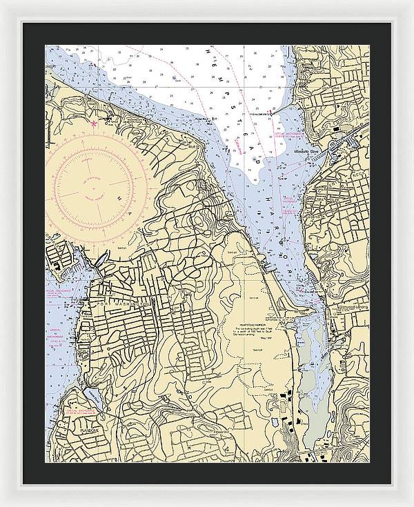 Hempstead Harbor-new York Nautical Chart - Framed Print