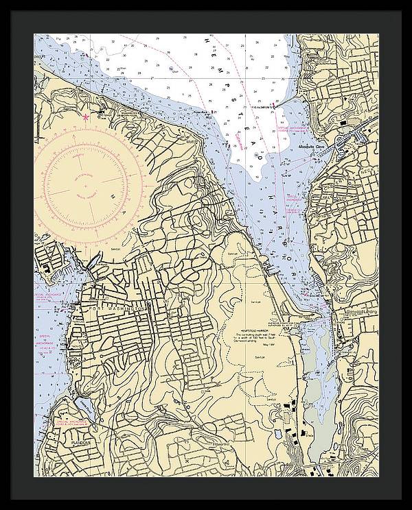 Hempstead Harbor-new York Nautical Chart - Framed Print