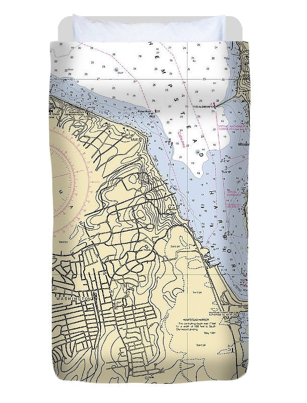 Hempstead Harbor-new York Nautical Chart - Duvet Cover