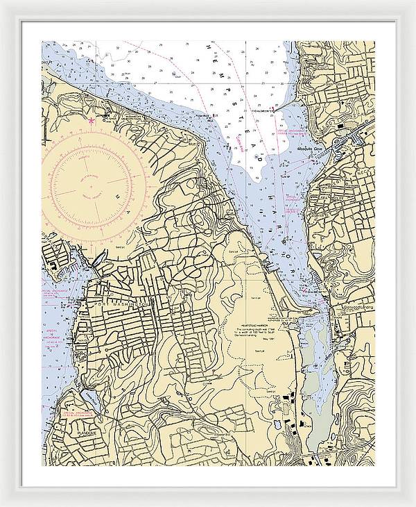 Hempstead Harbor-new York Nautical Chart - Framed Print