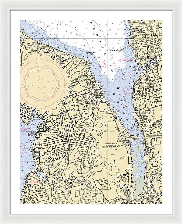 Hempstead Harbor-new York Nautical Chart - Framed Print