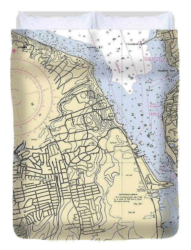 Hempstead Harbor-new York Nautical Chart - Duvet Cover