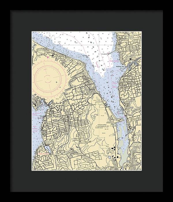 Hempstead Harbor-new York Nautical Chart - Framed Print