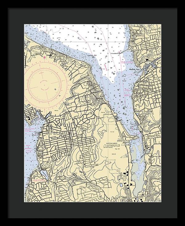 Hempstead Harbor-new York Nautical Chart - Framed Print