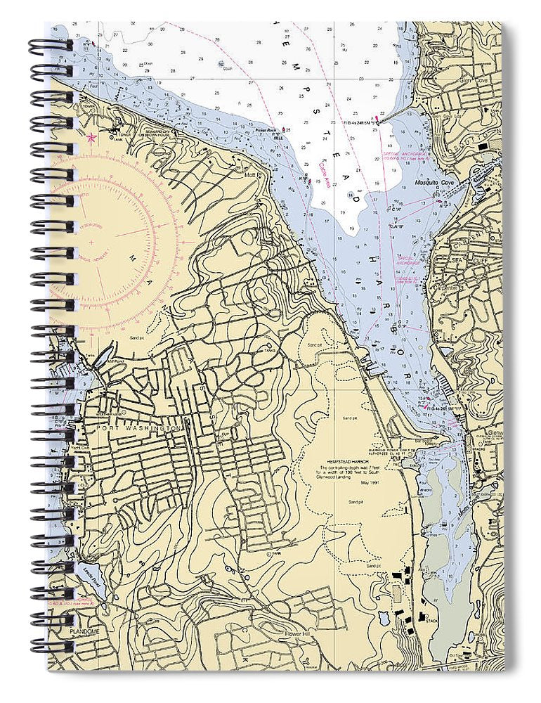 Hempstead Harbor New York Nautical Chart Spiral Notebook