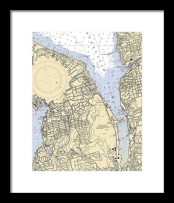 Hempstead Harbor-new York Nautical Chart - Framed Print