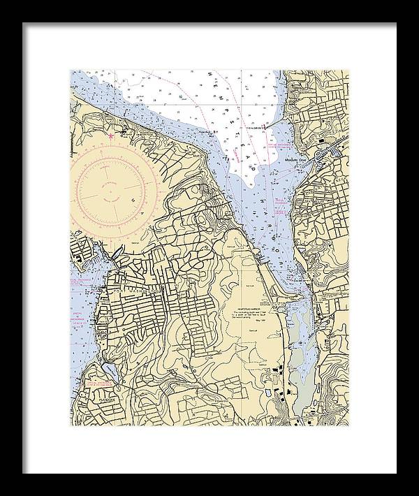 Hempstead Harbor-new York Nautical Chart - Framed Print