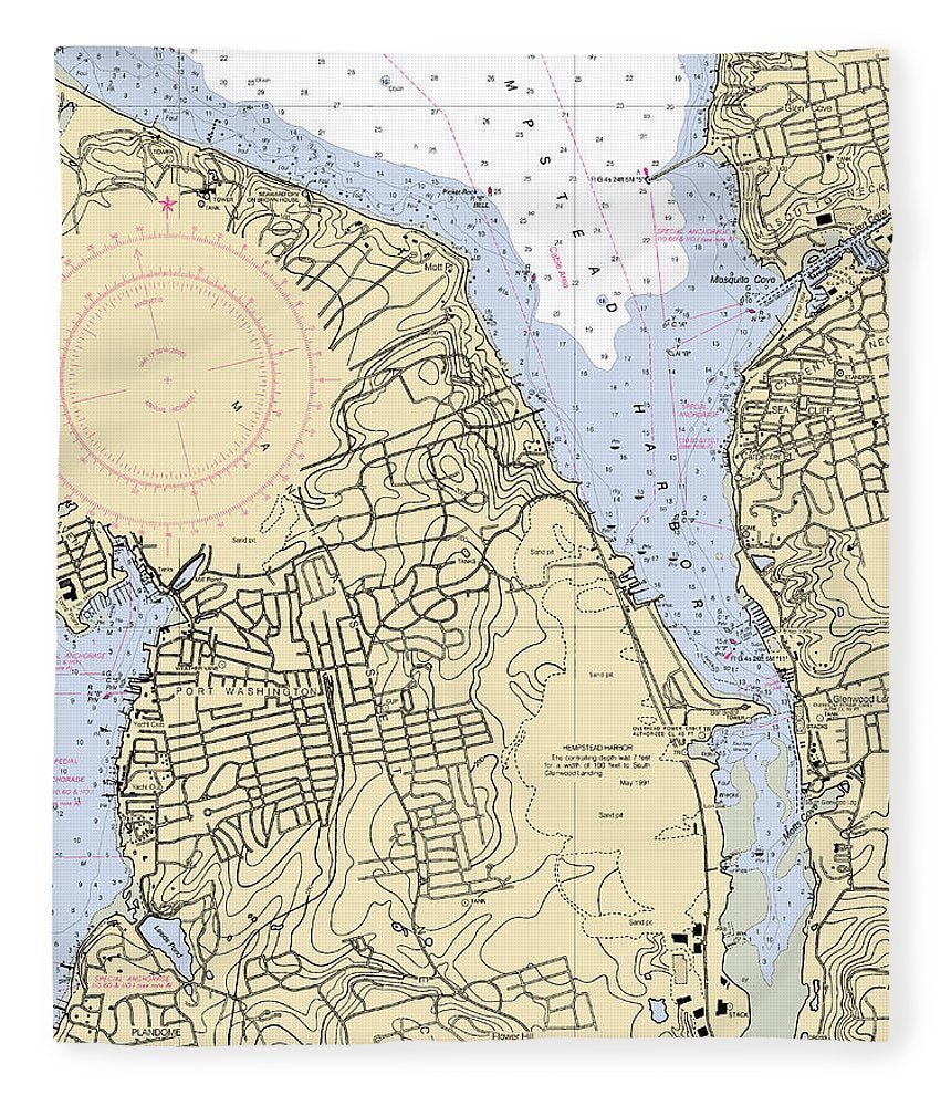 Hempstead Harbor New York Nautical Chart Blanket