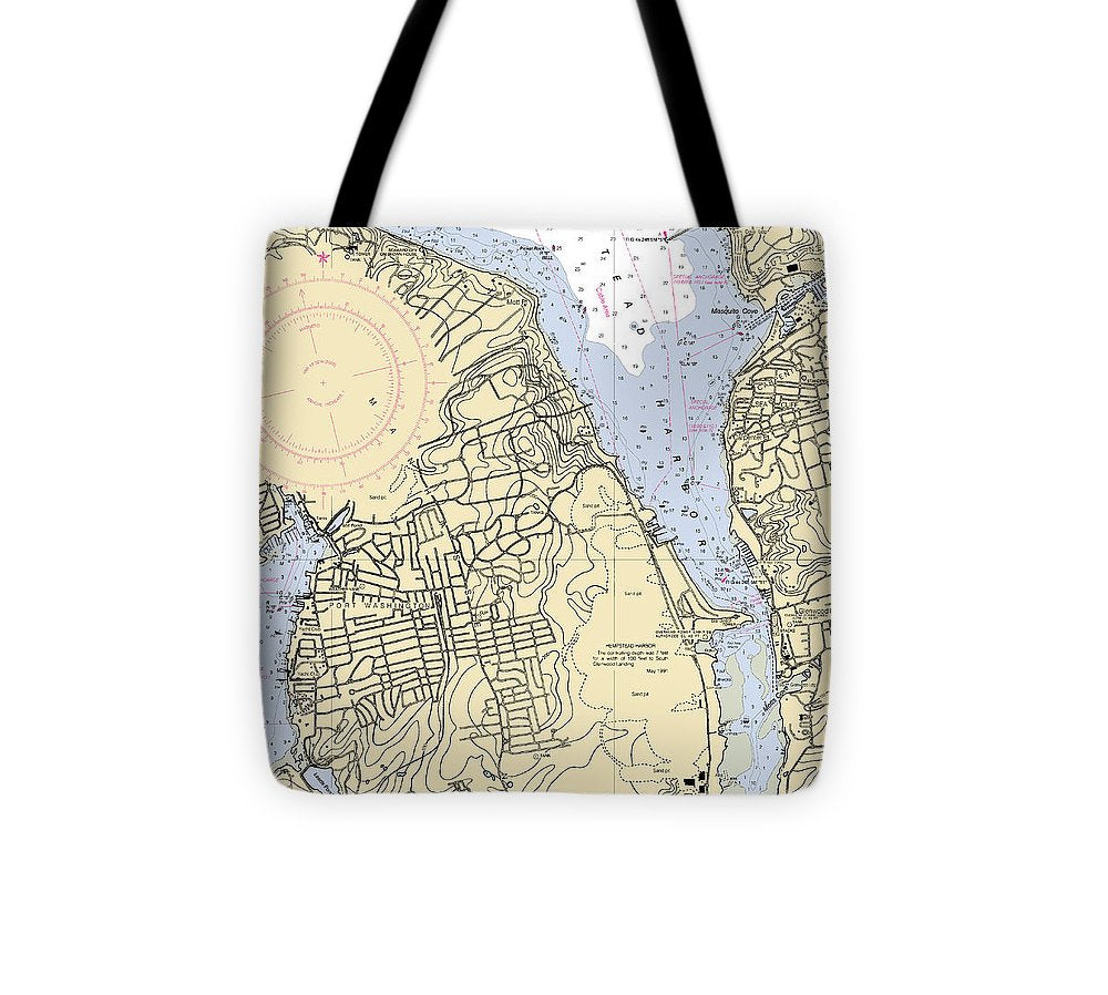 Hempstead Harbor New York Nautical Chart Tote Bag