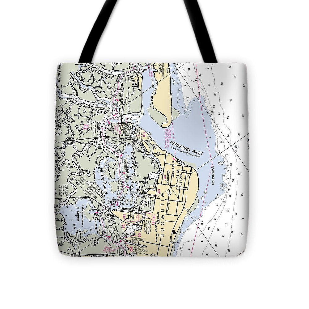 Hereford Inlet -new Jersey Nautical Chart _v2 - Tote Bag