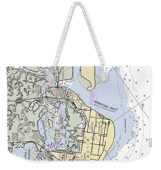 Hereford Inlet -new Jersey Nautical Chart _v2 - Weekender Tote Bag