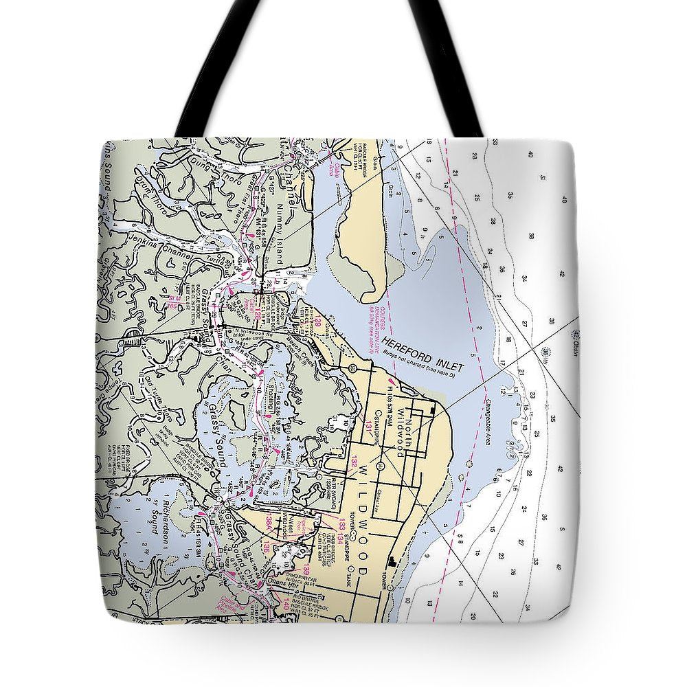 Hereford Inlet -new Jersey Nautical Chart _v2 - Tote Bag