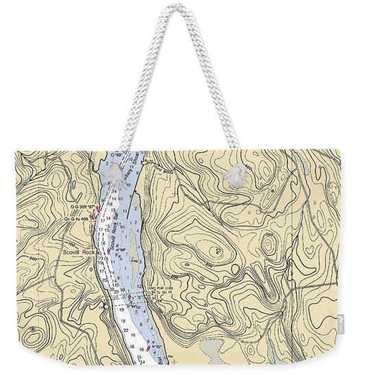 Higganum-connecticut Nautical Chart - Weekender Tote Bag