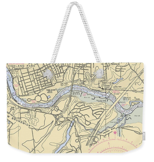 Highland Park-new Jersey Nautical Chart - Weekender Tote Bag