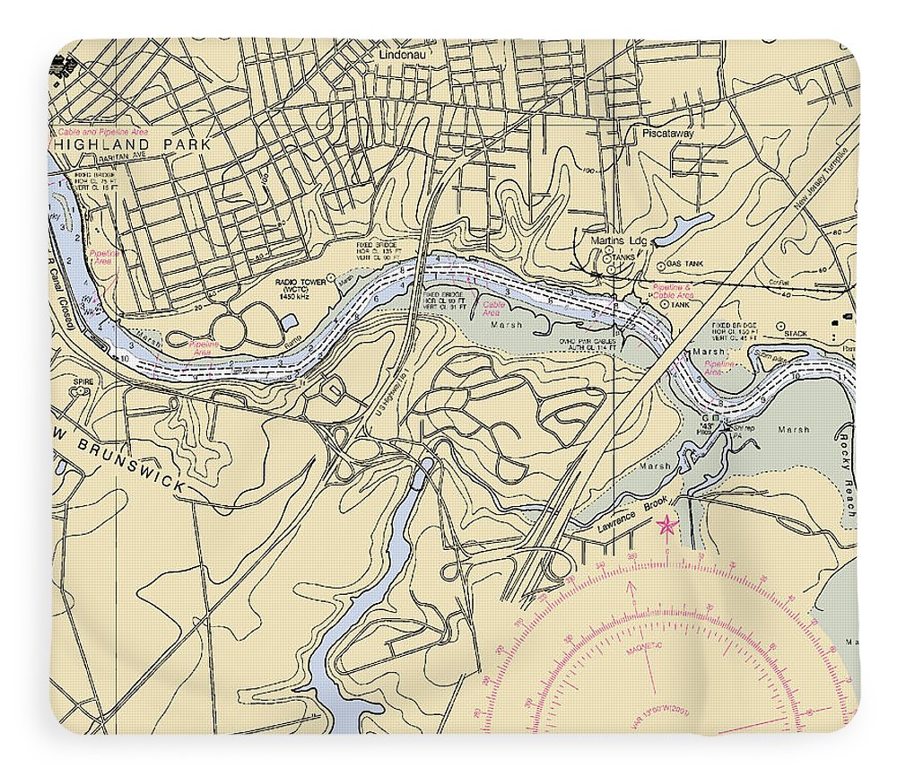 Highland Park-new Jersey Nautical Chart - Blanket