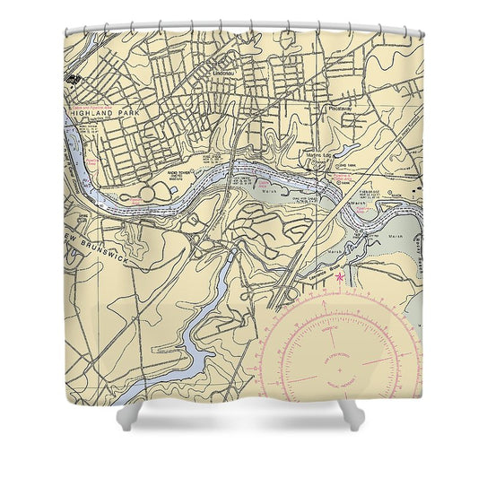 Highland Park New Jersey Nautical Chart Shower Curtain