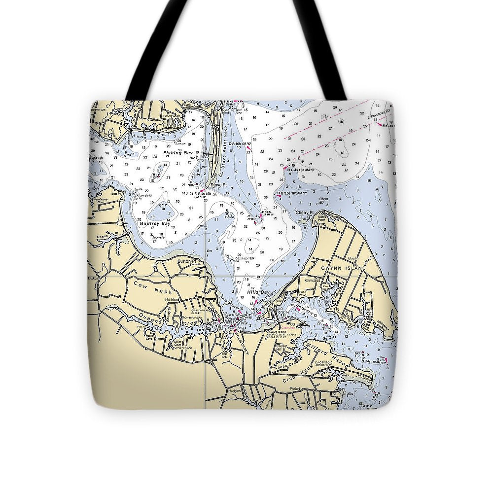 Hills Bay-virginia Nautical Chart - Tote Bag