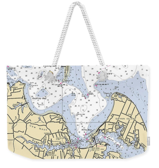 Hills Bay-virginia Nautical Chart - Weekender Tote Bag