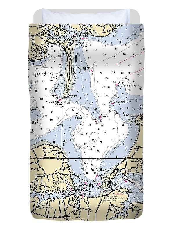 Hills Bay-virginia Nautical Chart - Duvet Cover
