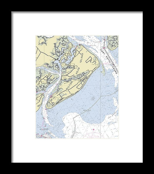 Hilton Head Island South Carolina Nautical Chart - Framed Print