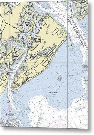 SC: Hilton Head Island, SC Nautical Chart Shower Curtain / Made to cheapest Order