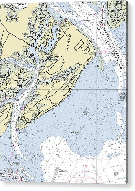 Hilton Head Island South Carolina Nautical Chart - Acrylic Print