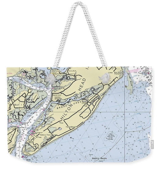 Hilton Head Island South Carolina Nautical Chart - Weekender Tote Bag