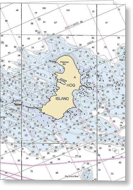 Hog Island-lake Michigan Nautical Chart - Greeting Card