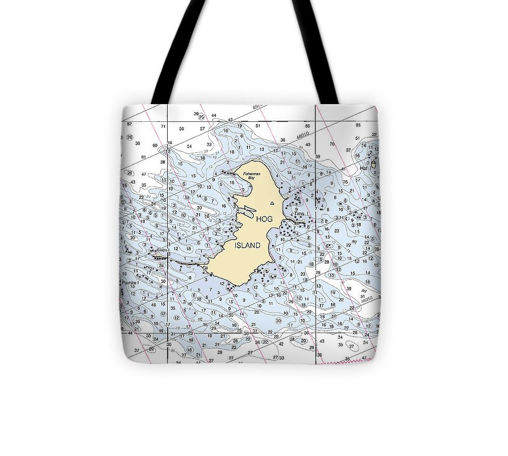 Hog Island Lake Michigan Nautical Chart Tote Bag