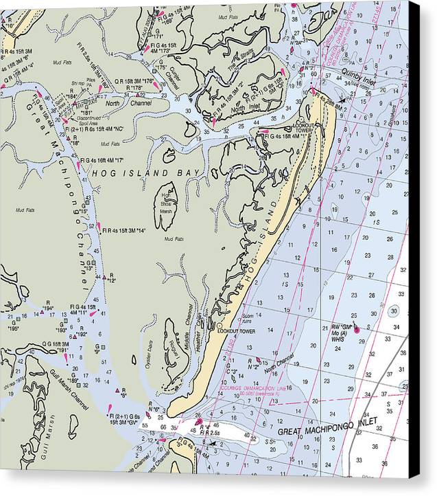 Hog Island-virginia Nautical Chart - Canvas Print