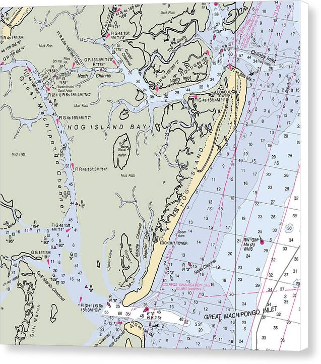 Hog Island-virginia Nautical Chart - Canvas Print